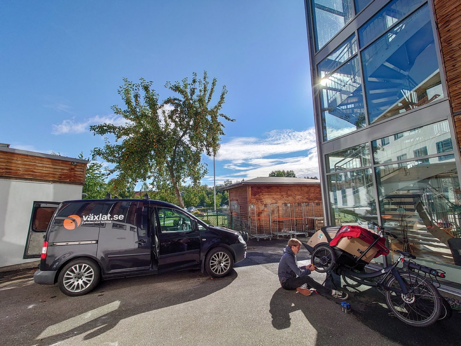 Växlats servicebil med cyklar